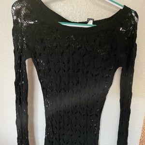 Small, black, Moda International, crochet blouse